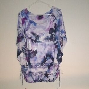 Floral Purple Tie-Dye Short Sleeve Top